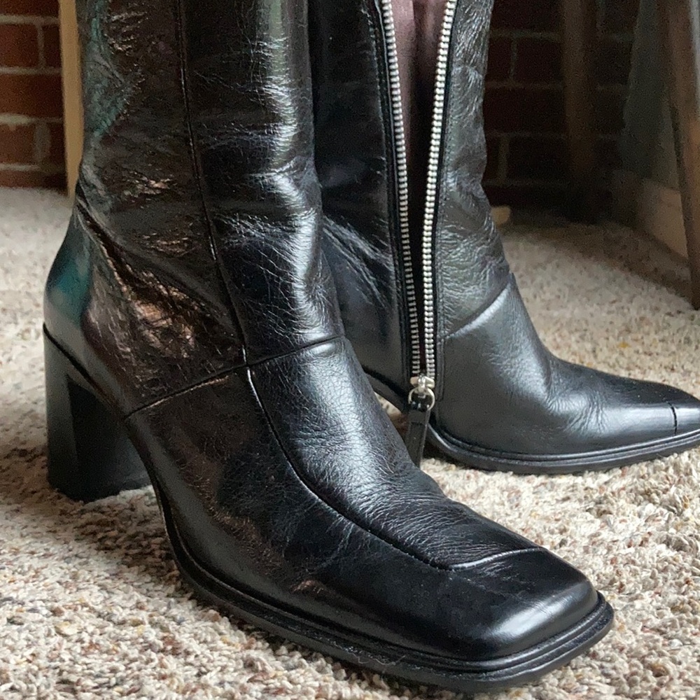 Topshop square toe box heeled boots